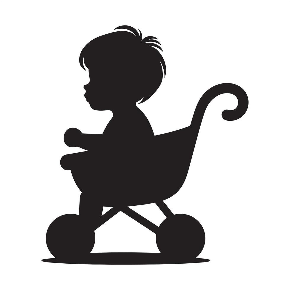 Child Silhouette Looking Upward on White Background vector