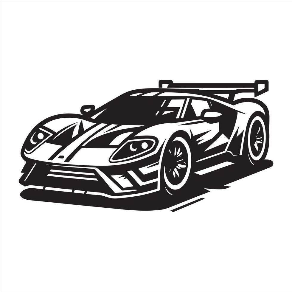 Modern Car Silhouette with Curved Roof on White Background vector