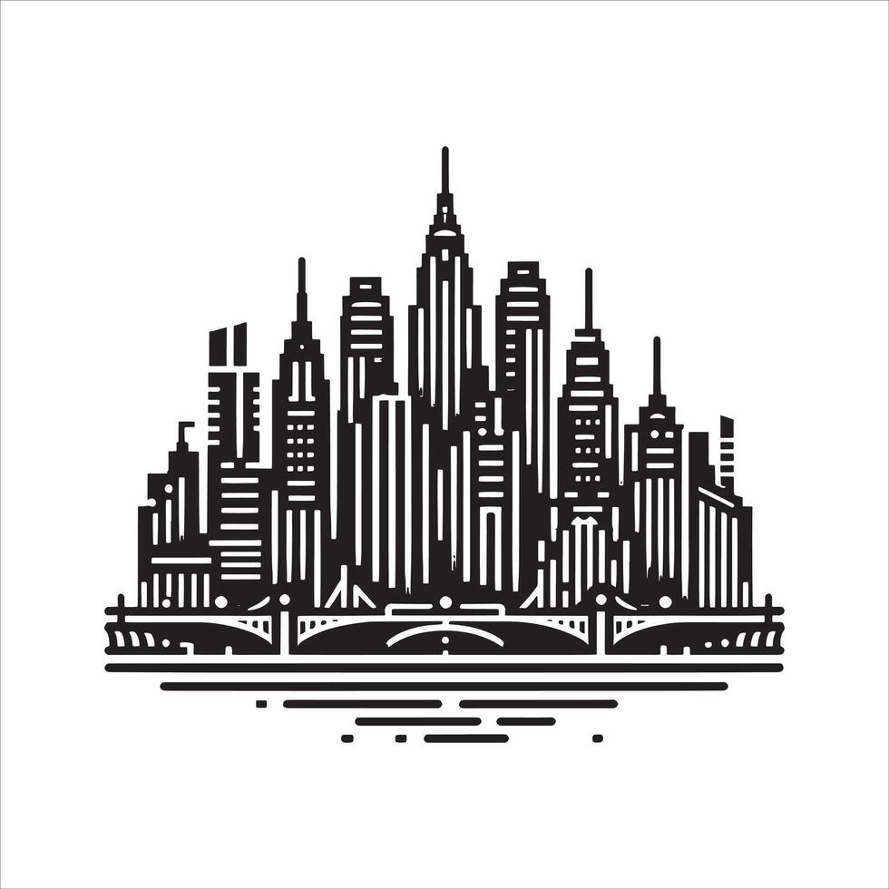 Iconic Landmark Silhouette in Profile on White Background vector