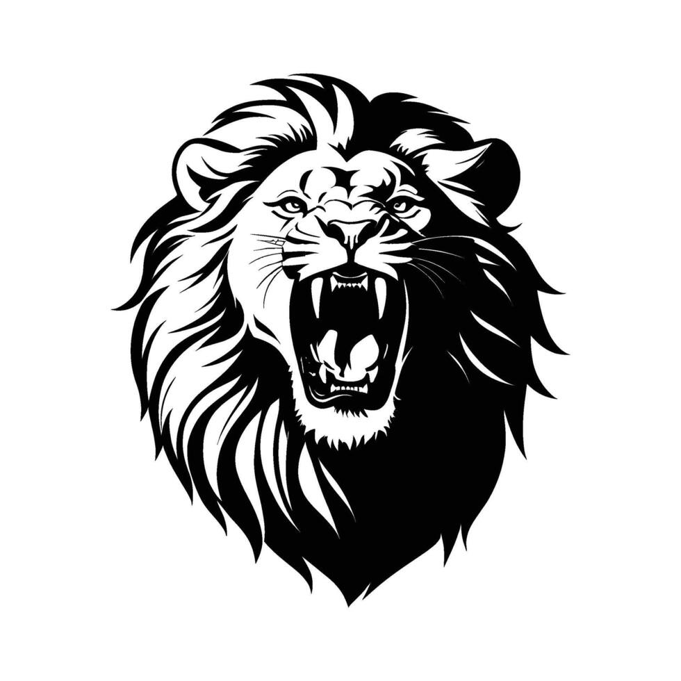 Noble Lion Head Silhouette in Side View on White Background vector