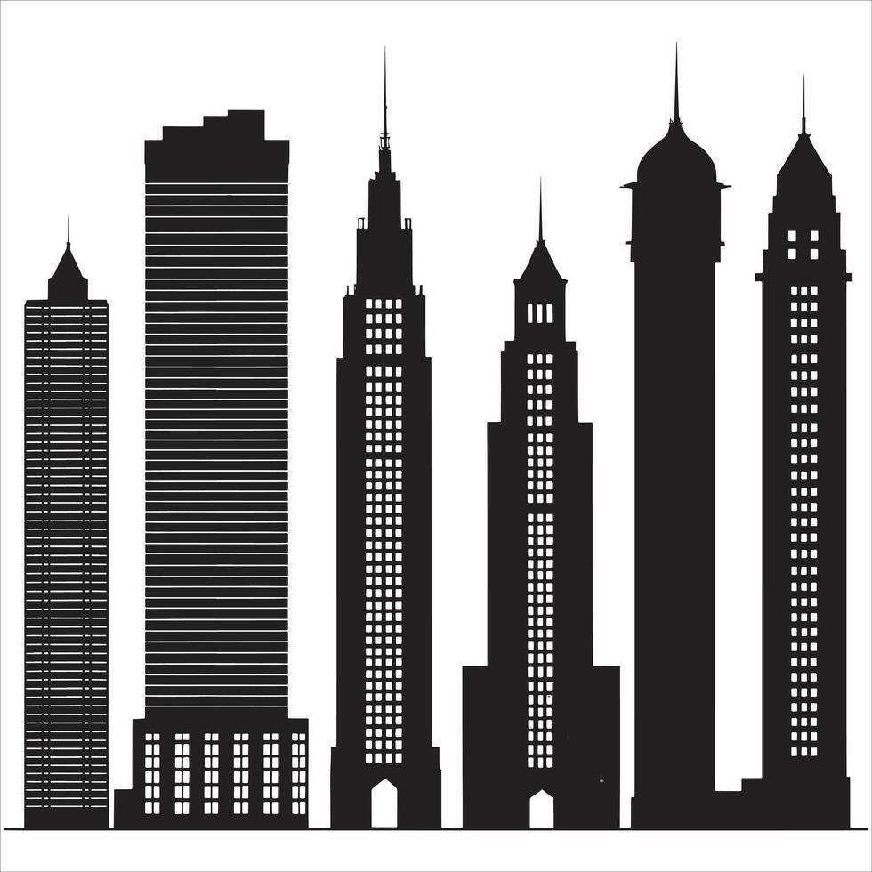 Large Building Silhouette in Profile on White Background vector