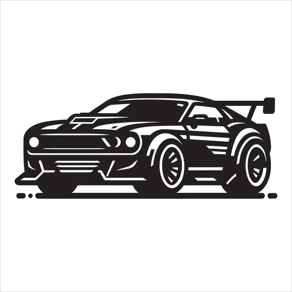 Classic Car Silhouette with Vintage Style on White Background vector