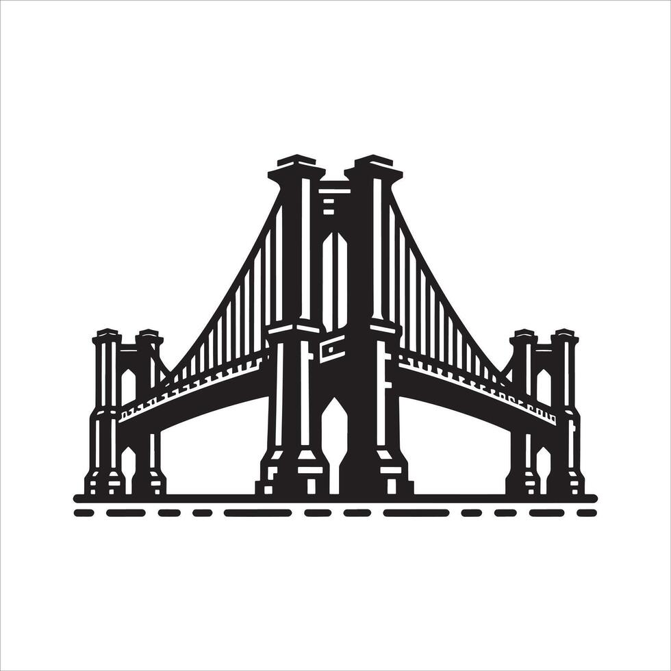 Artistic Bridge Silhouette in a Curved Design on White Background vector