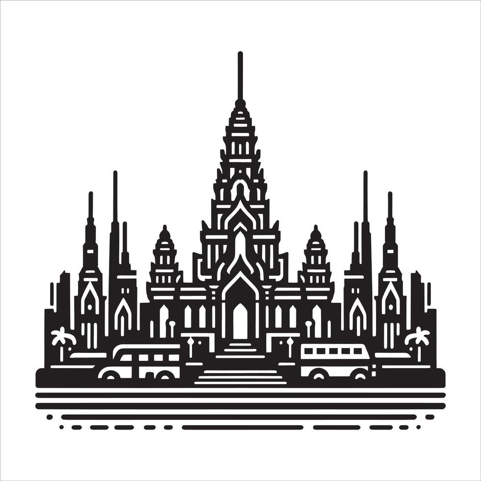 Detailed Landmark Silhouette with Recognizable Design on White Background vector