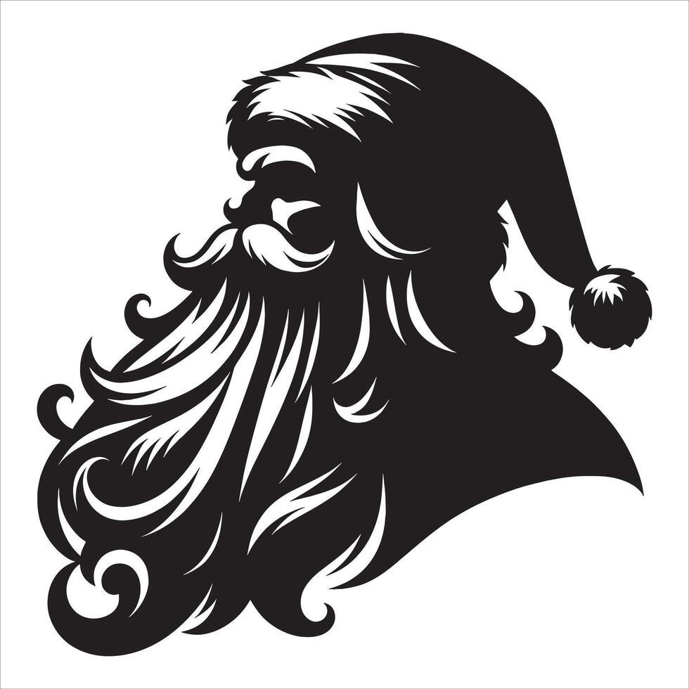 Santa Silhouette with Gift Bag on White Background vector