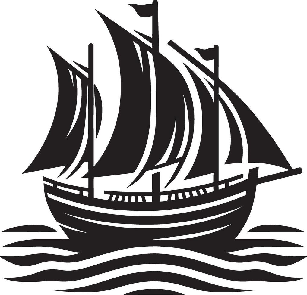 Simple Boat Silhouette on White Background vector