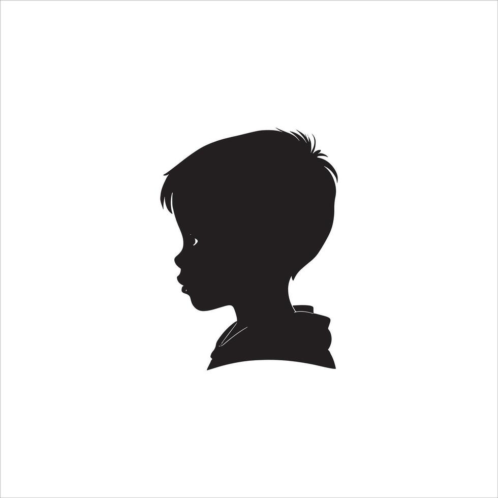 Joyful Child Silhouette with Open Arms on White Background vector