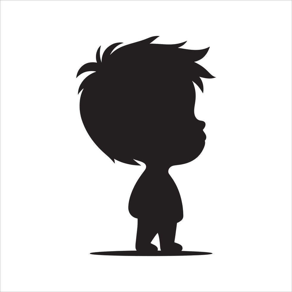 Calm Child Silhouette in Thought on White Background vector