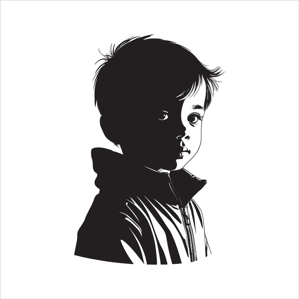 Artistic Child Silhouette in Profile on White Background vector