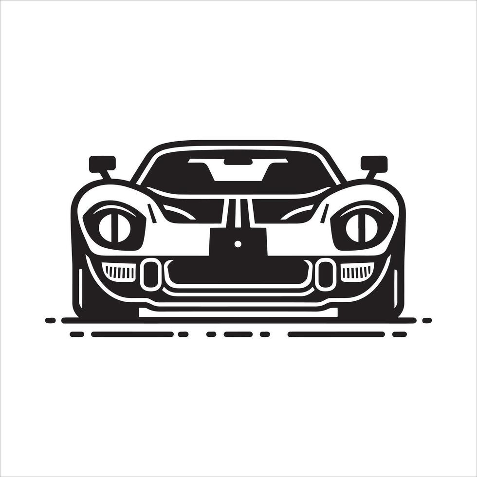 Distinct Car Silhouette in Retro Style on White Background vector