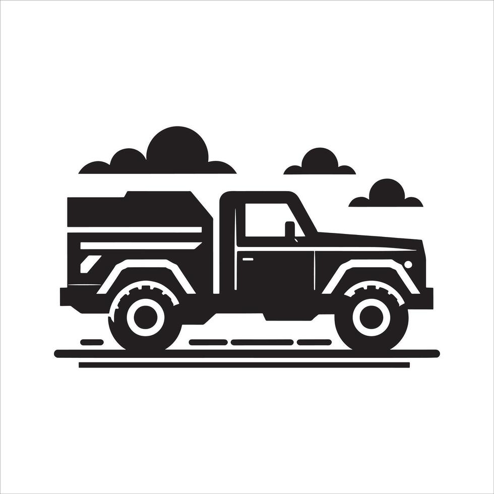 Bold Car Silhouette with Smooth Lines on White Background vector
