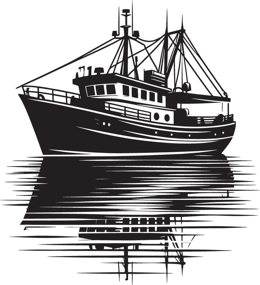 Boat Silhouette with Sail on White Background vector