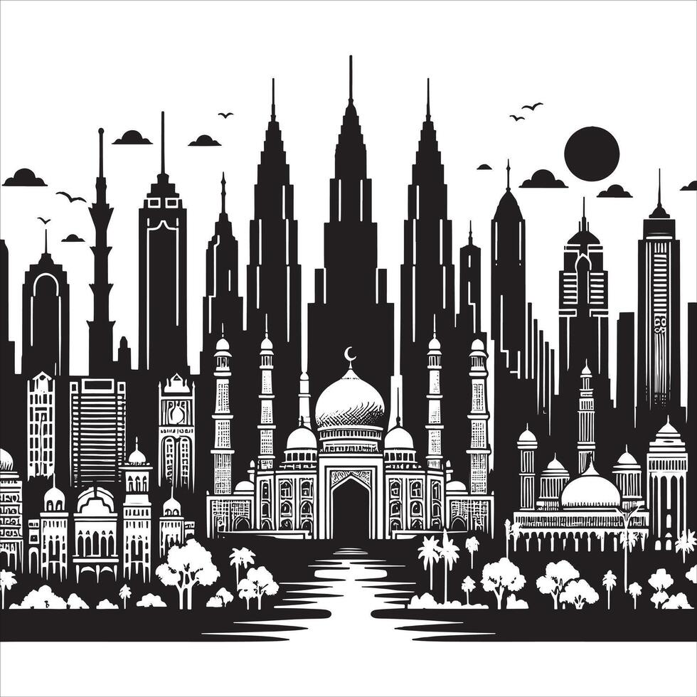 Unique Building Silhouette with Architectural Detail vector