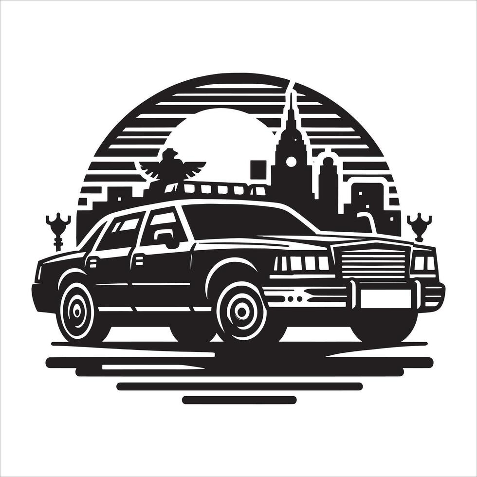 Compact Car Silhouette in Clean Profile on White Background vector