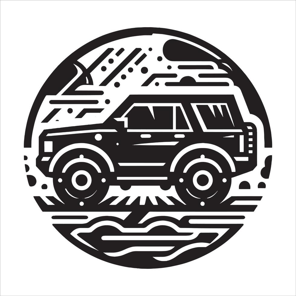 Elegant Car Silhouette in Detailed Outline on White Background vector