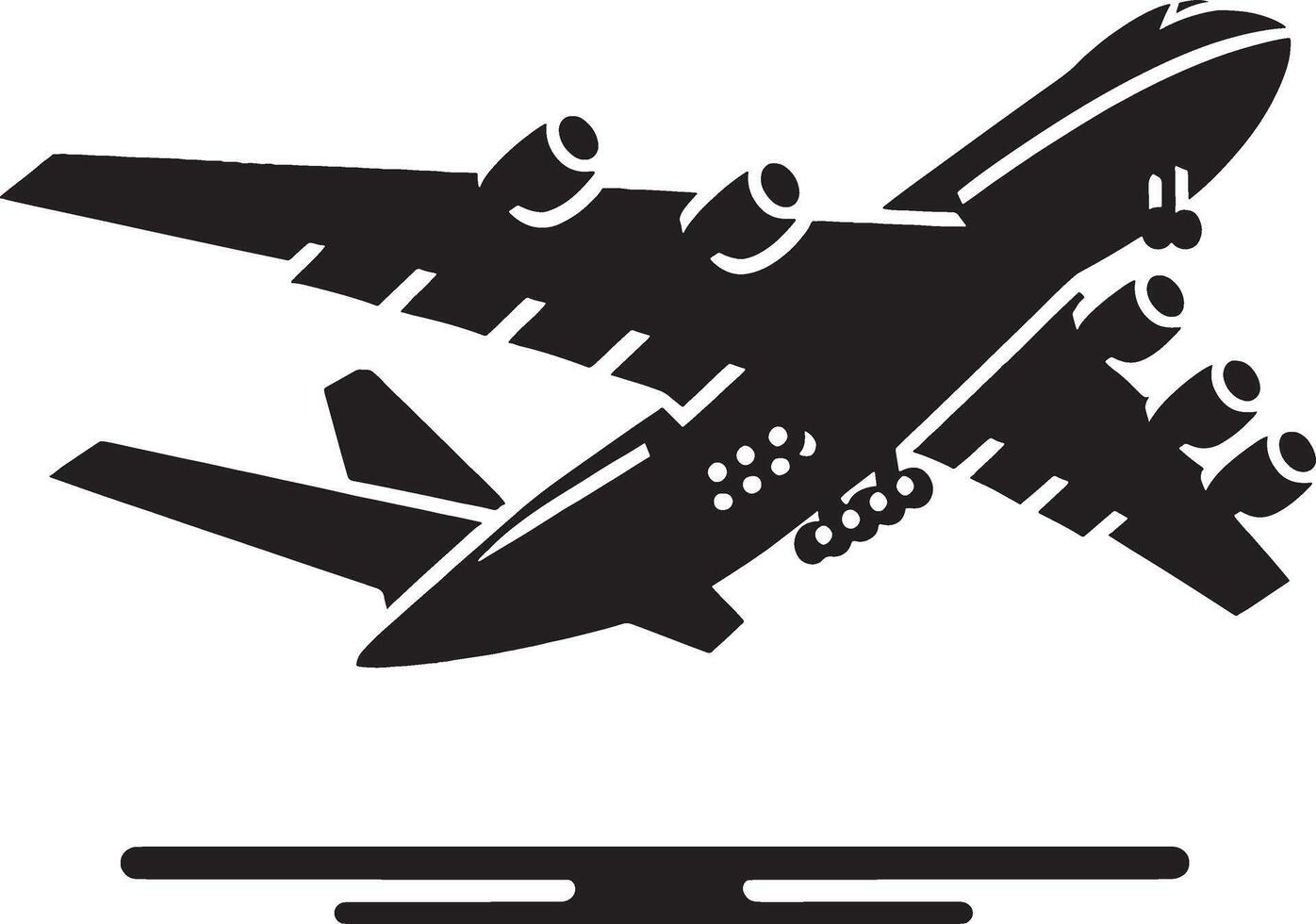 Airplane Silhouette in Flight on White Background vector