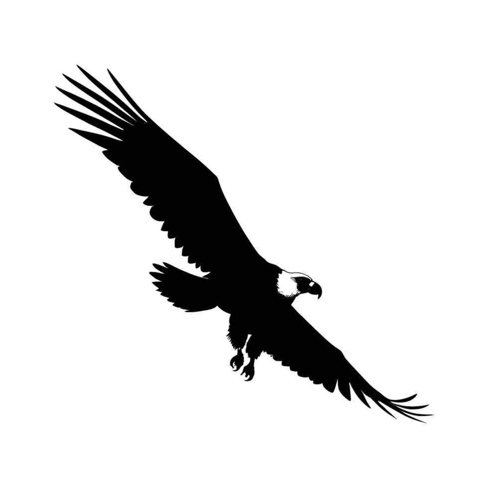 Side Profile of Vulture Silhouette on White Background vector