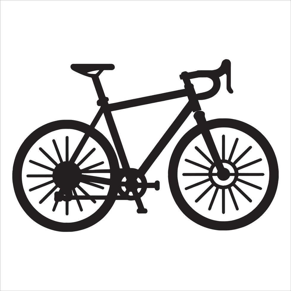 Classic Bicycle Silhouette with Spoke Detail on White Background vector