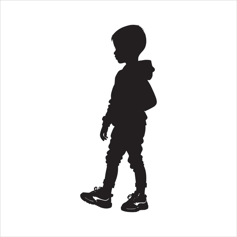 Curious Child Silhouette in Side View on White Background vector