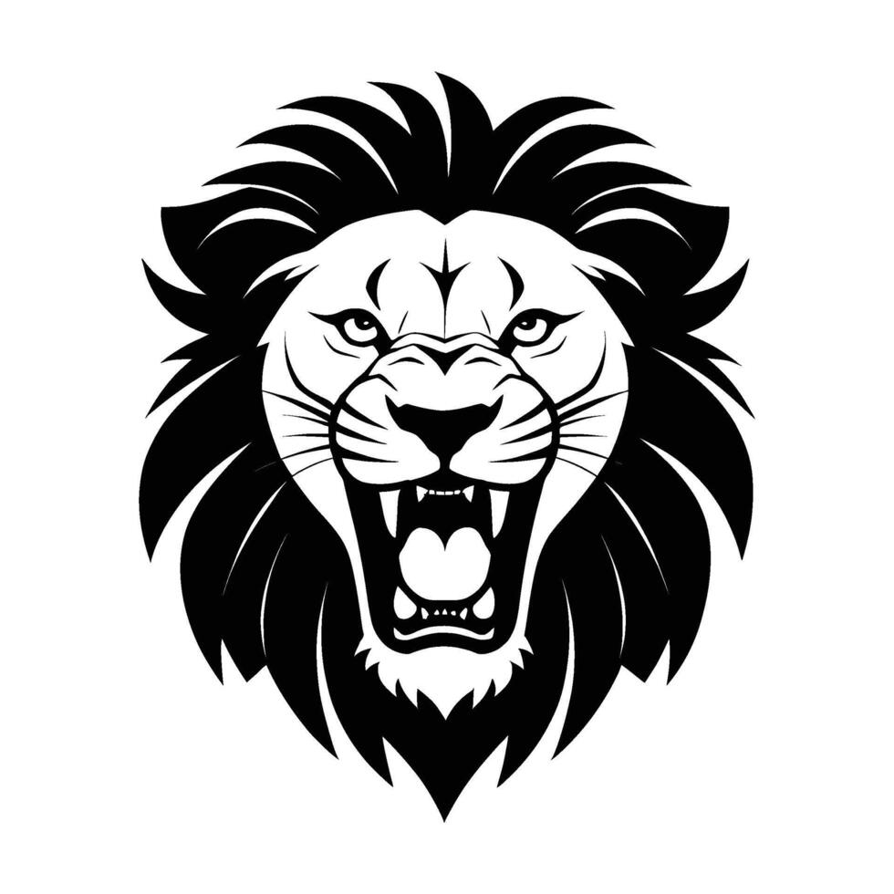 Majestic Lion Head Silhouette in Profile on White Background vector