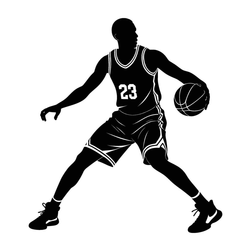 Basketball Player Silhouette on White Background vector