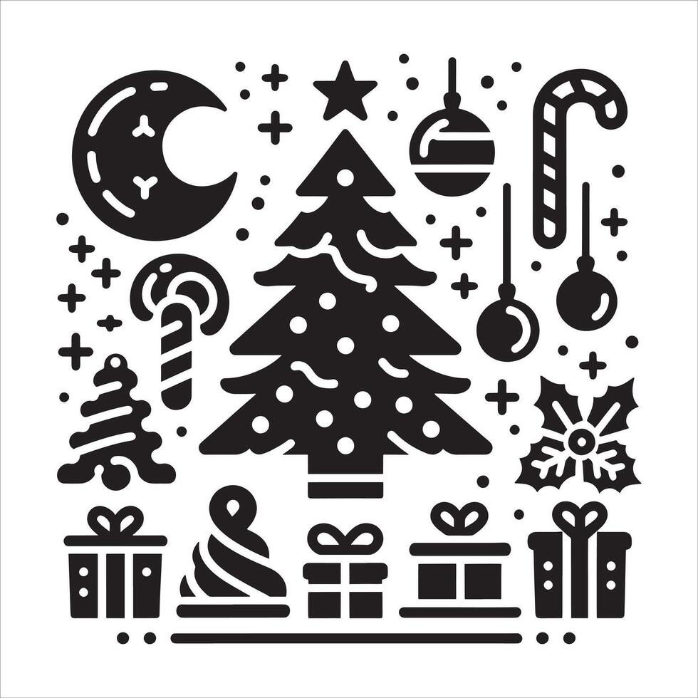 Vintage Christmas Silhouette with Candle on White Background vector