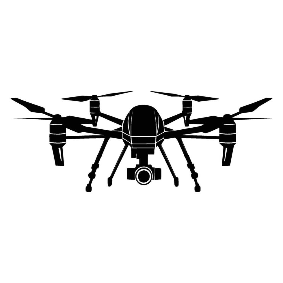 Detailed Drone Silhouette Facing Forward on White Background vector