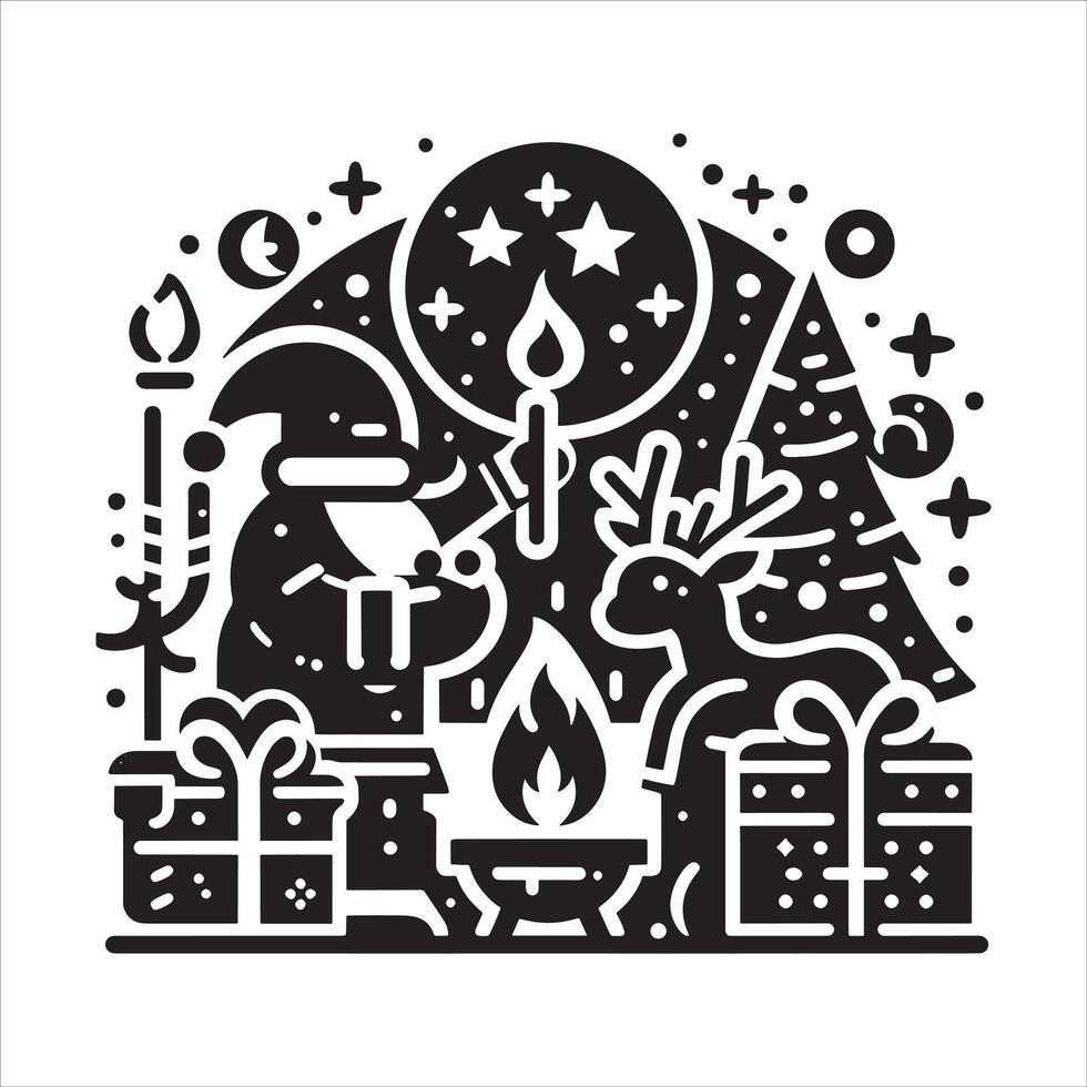 Minimalist Christmas Silhouette with Bells on White Background vector