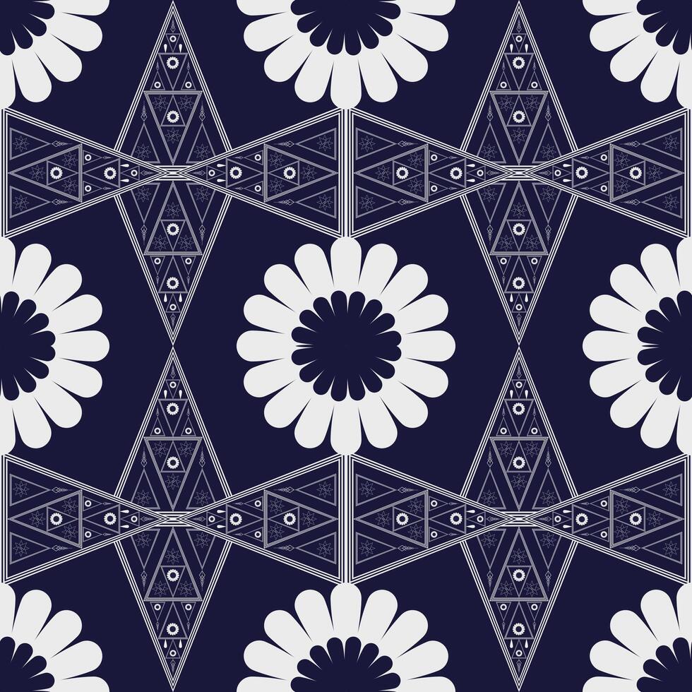 Geometric with flower shapes pattern seamless vector