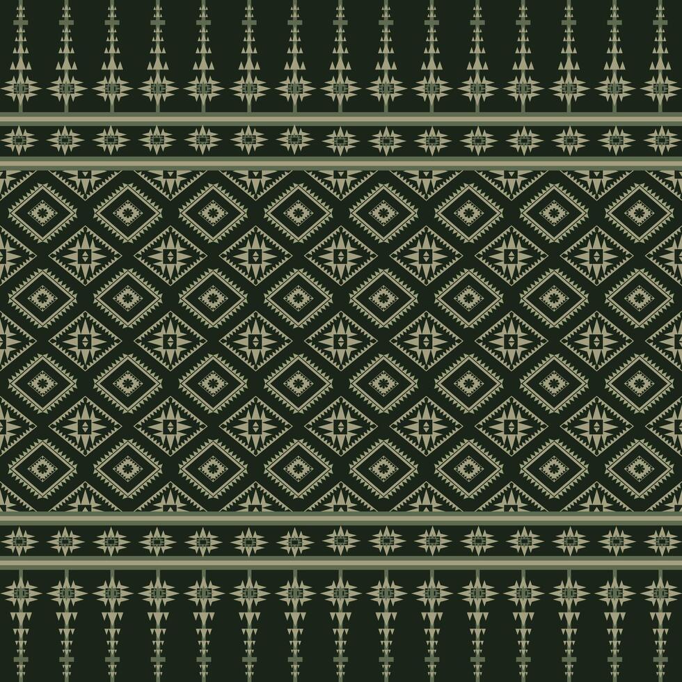 of Green Geometric Fabric Ethnic Pattern vector