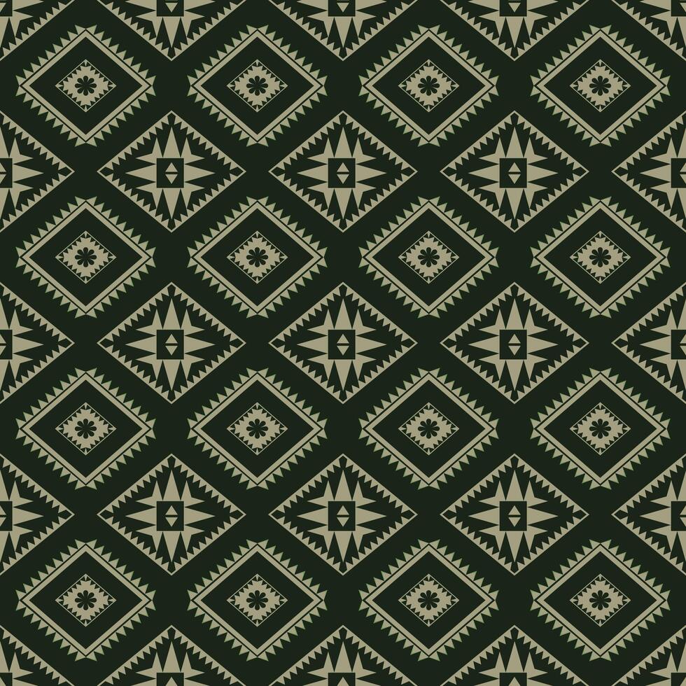 Green Geometric Fabric Ethnic Pattern vector