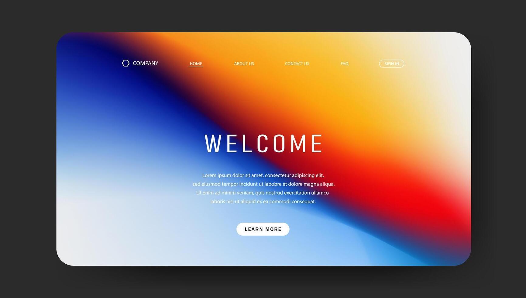 gradient wave futuristic design of landing page. retro gradient mesh website design vector