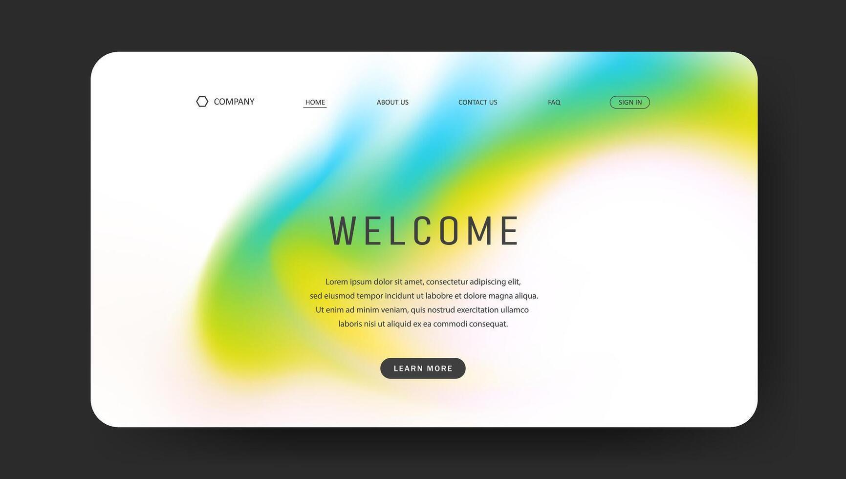 Abstract wave futuristic design of landing page. retro gradient mesh website design vector