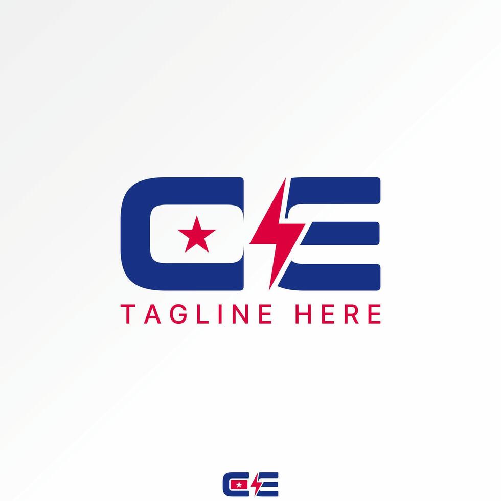 Logo design graphic concept creative premium stock image graphic initial CE font flag star space electric thunder Relate to monogram typography vector