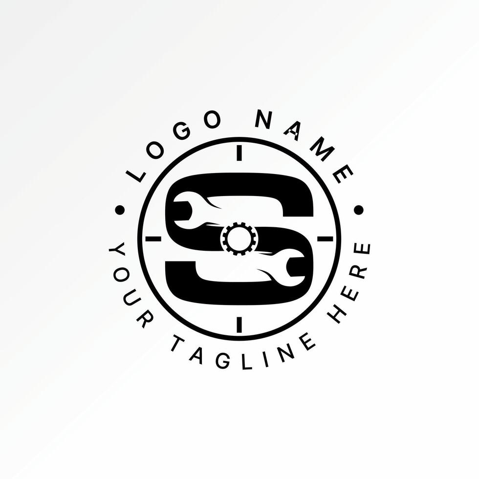 Logo design graphic concept creative premium stock image graphic initial S font wrench gear mechanical to target precision typography machine vector