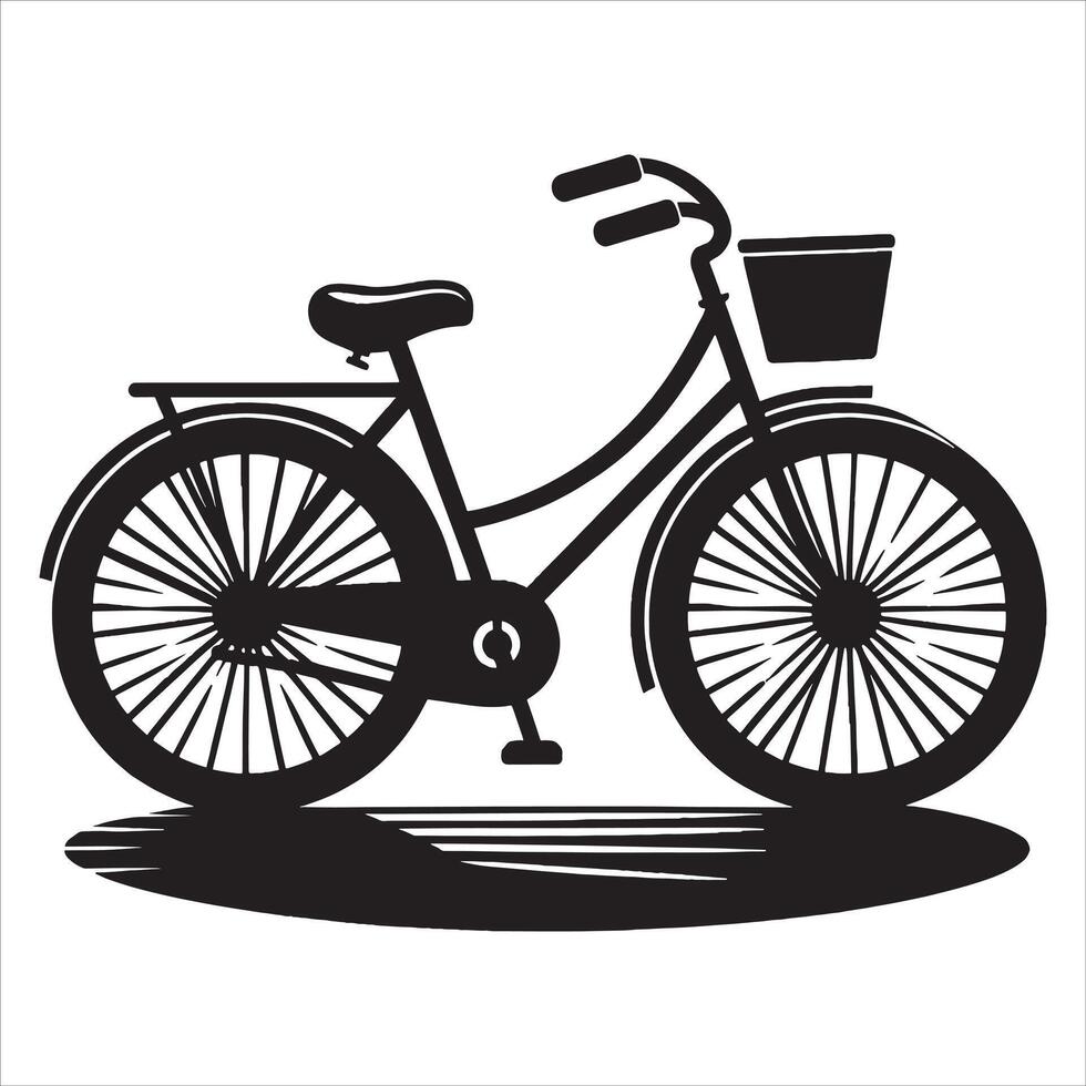 Simple Cycle Silhouette with Smooth Lines on White Background vector