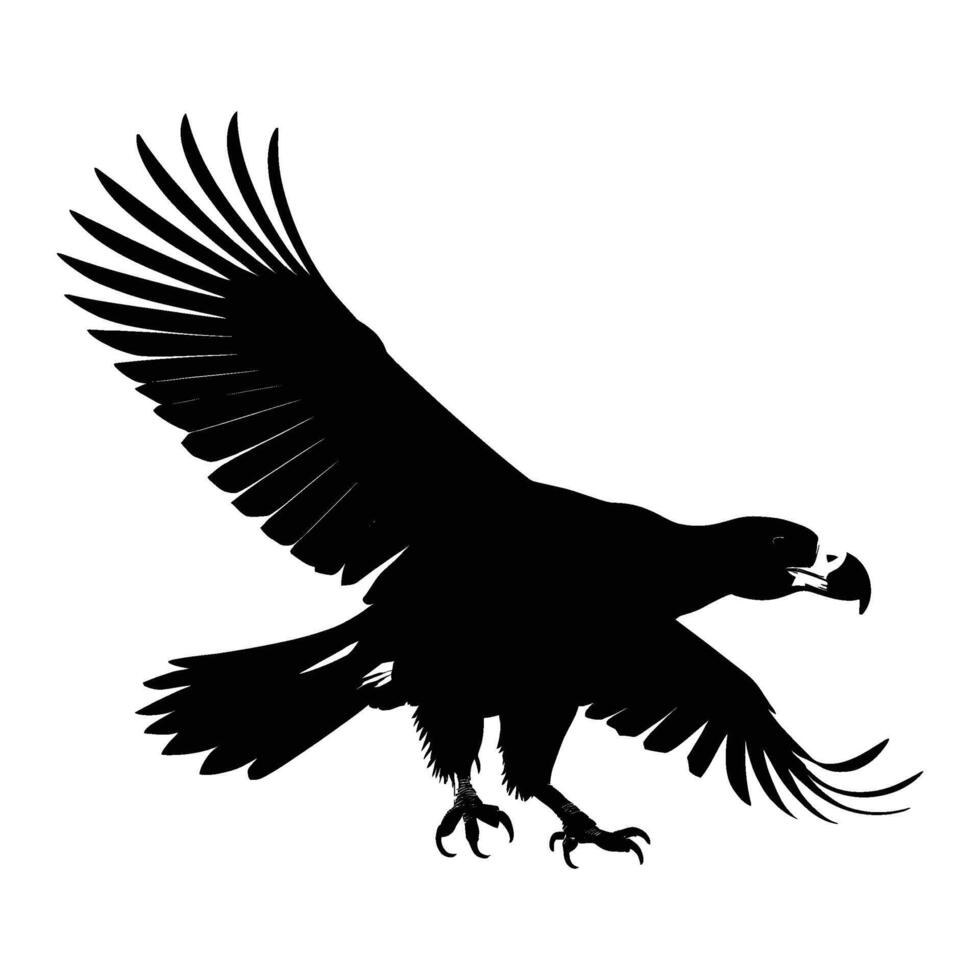 Classic Vulture Silhouette Resting on White Background vector