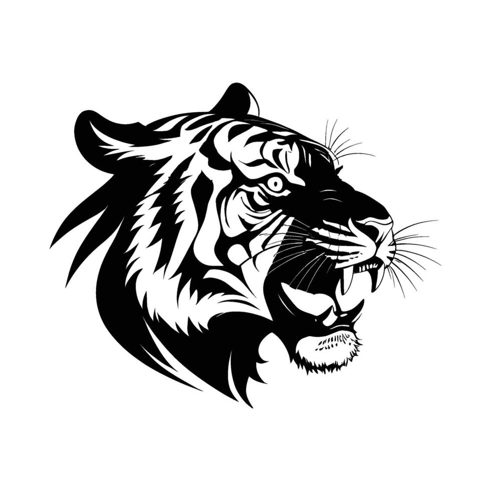 Bold Lion Head Silhouette with Round Face on White Background vector