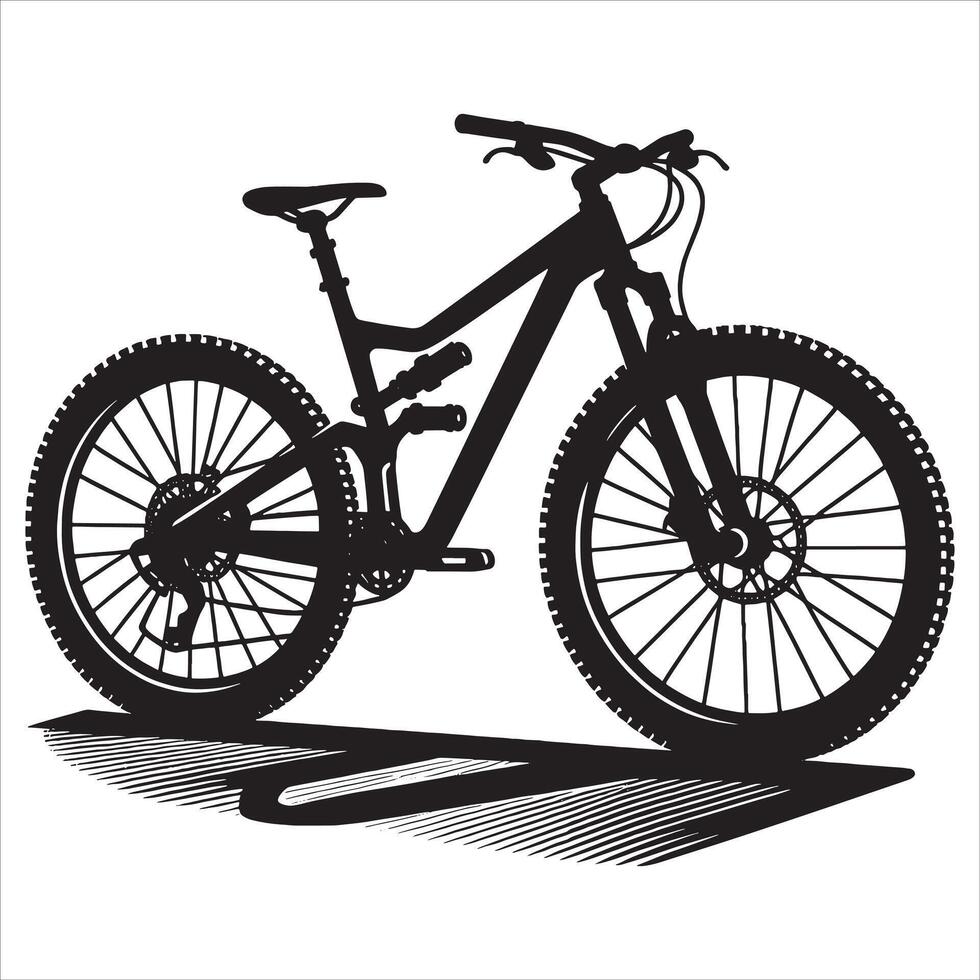 Minimal Cycle Silhouette with Angular Frame on White Background vector