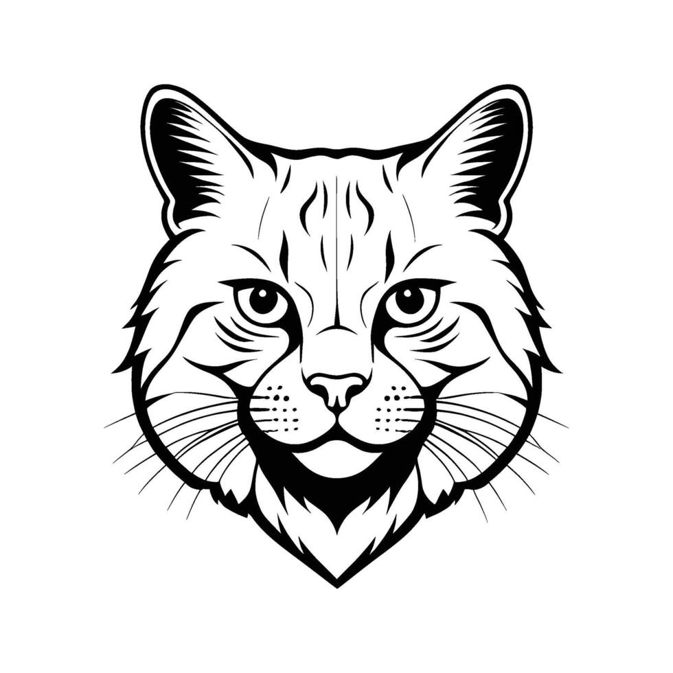 Scottish Cat Head Silhouette with Rounded Features on White Background vector