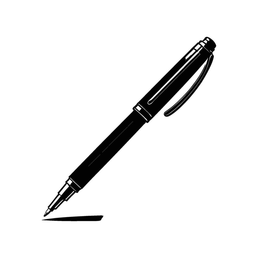 Detailed Pen Silhouette in Side View on White Background vector