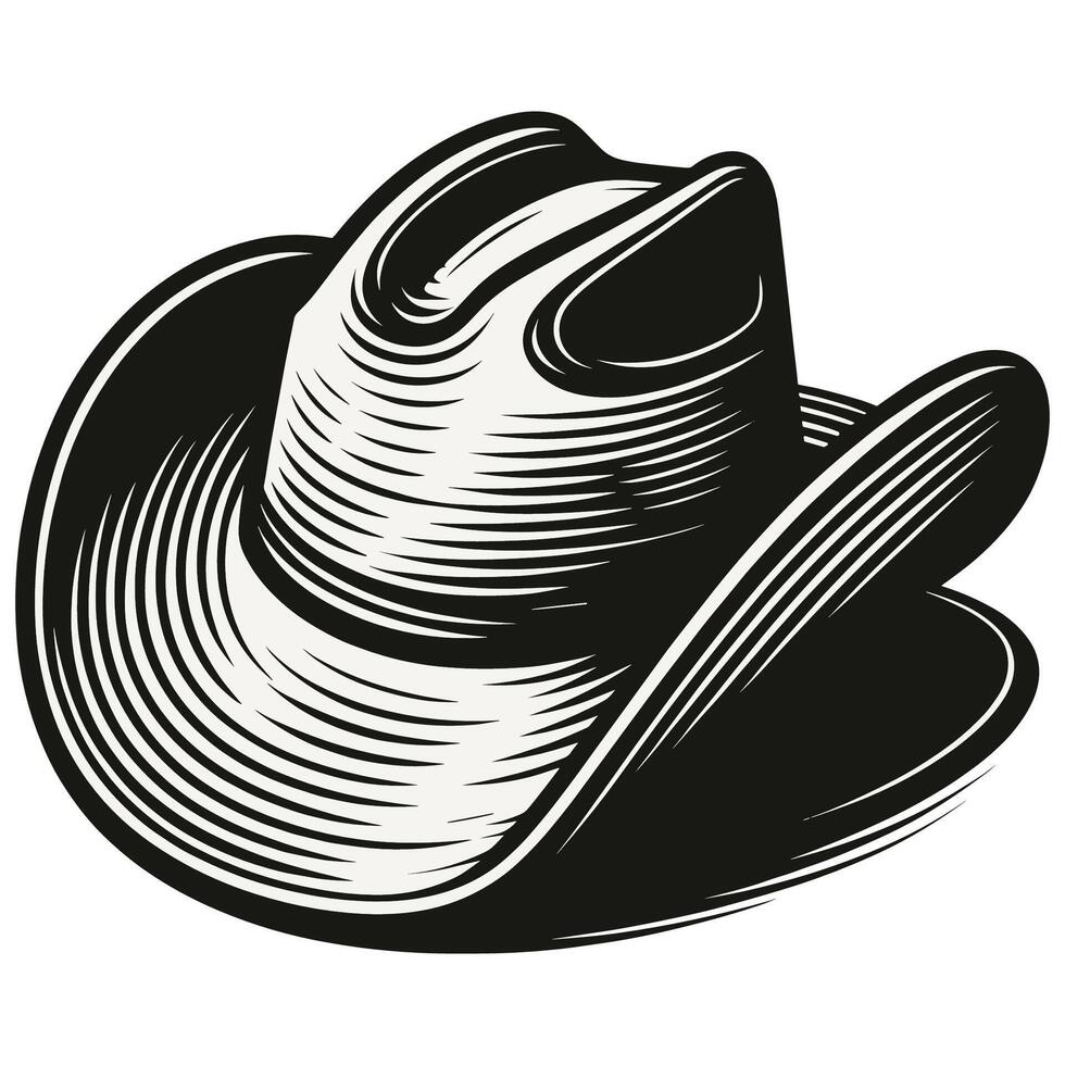 Classic Western Cowboy Hat in Monochrome - A Vintage Style Line Art for Western Themes vector