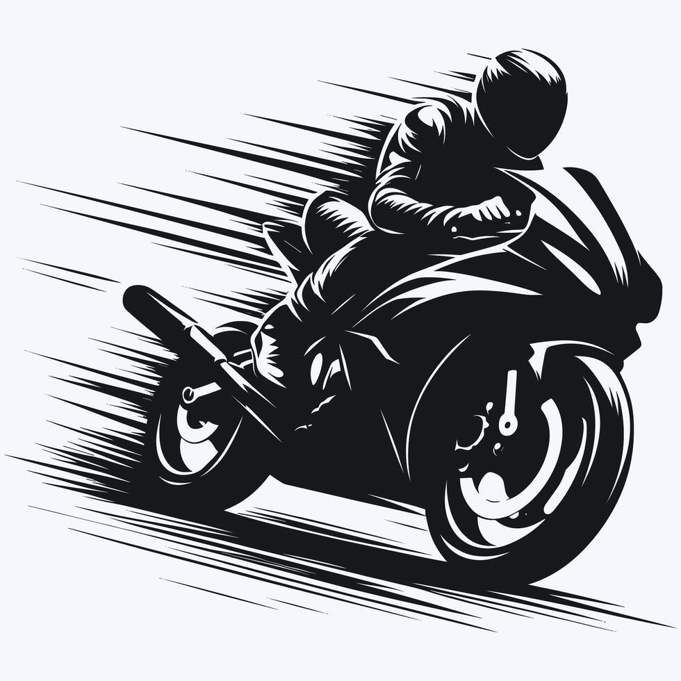 High-Speed Racing Motorcycle Rider Illustration in Dynamic Motion vector