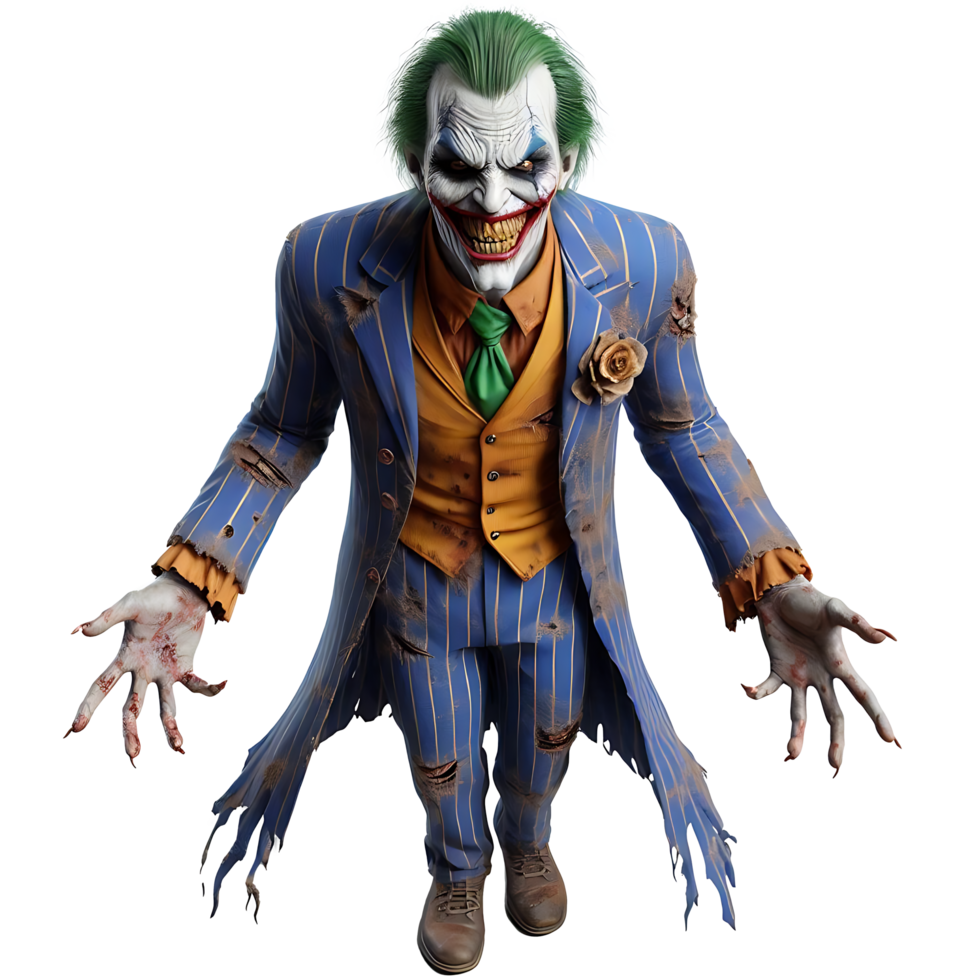 Realistic Scary Ghost Joker colorful suit with a smiling face png