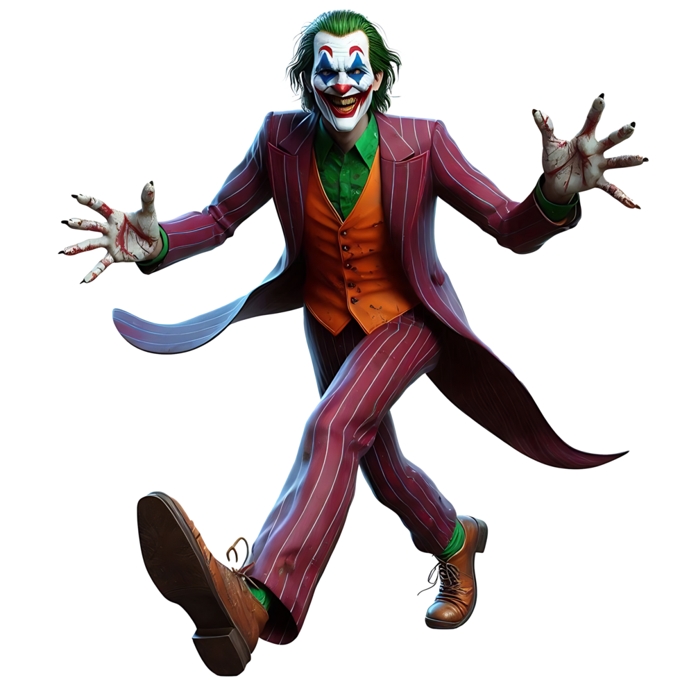 Realistic Scary Ghost Joker face walking to grab somebody png