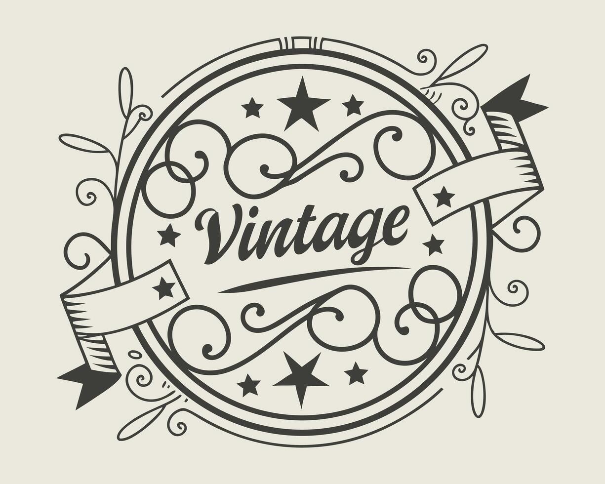 Vintage label design with stars and ribbon vector