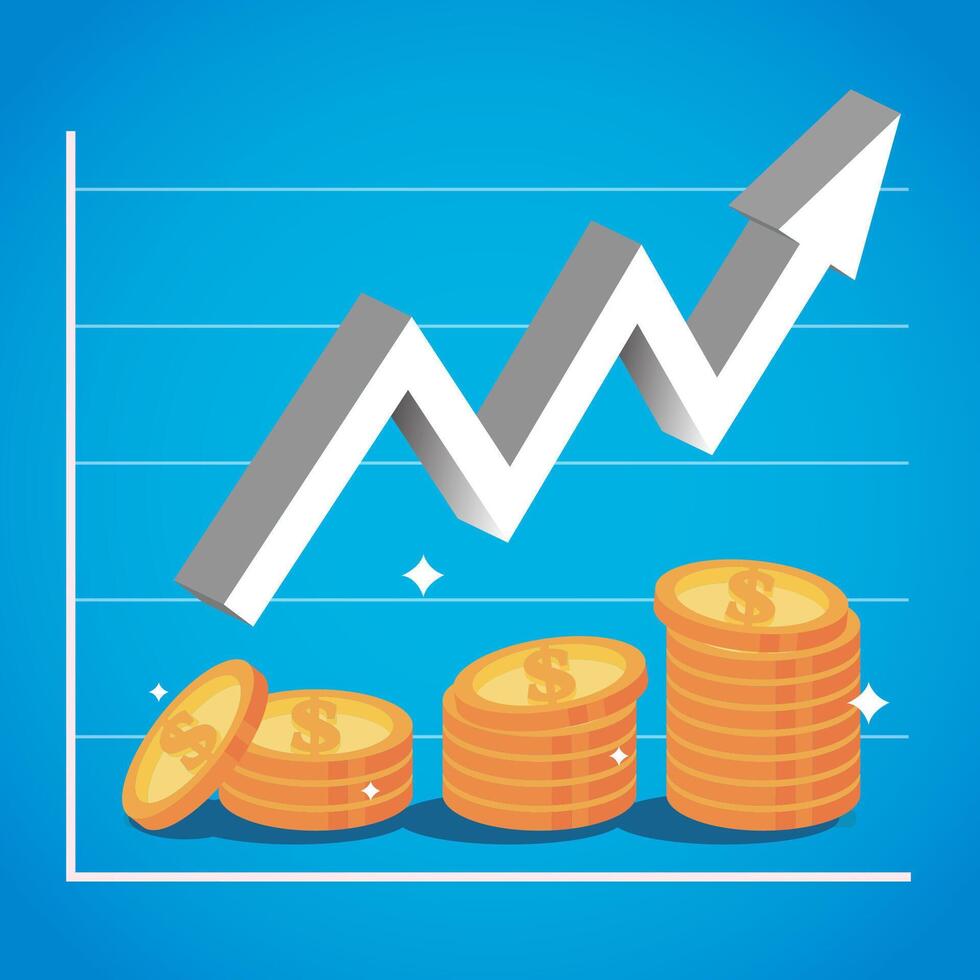 Business Finance Productivity Investment Growth Concept with Gold Coins vector