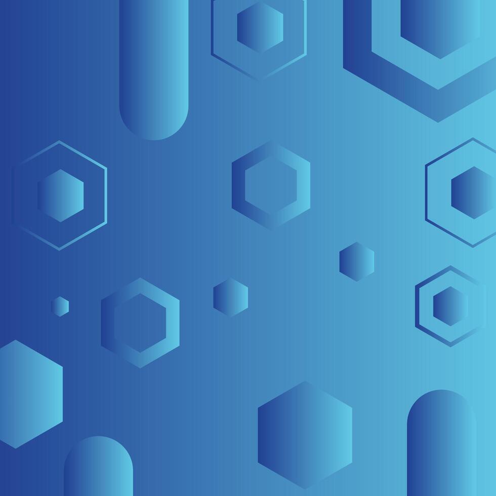Abstract Blue Gradient background with Hexgaon shapes on fluid gradient Shiny design vector