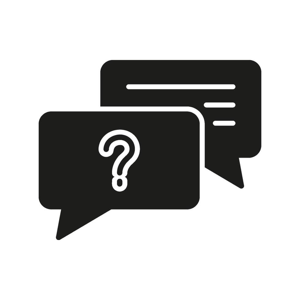 Chat Communication Silhouette Icon with Question and Message in Speech Bubble. Isolated Illustration vector