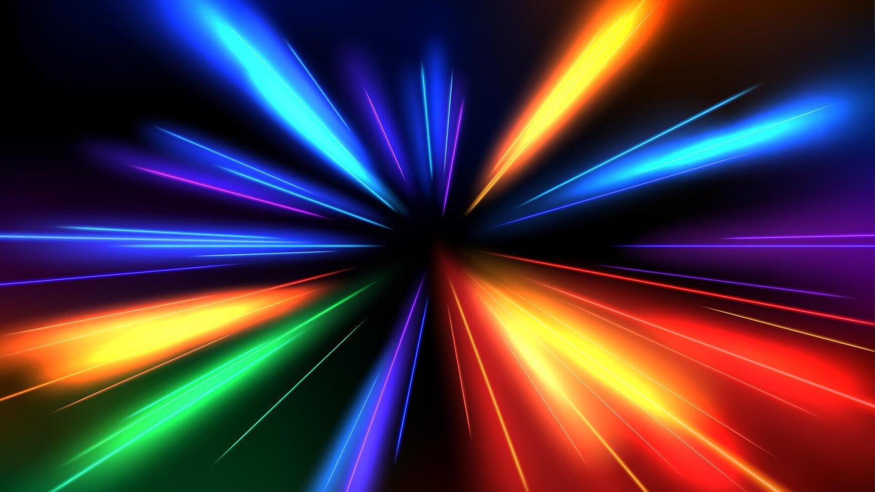 Colorful Light Trails, Perspective Long Time Exposure Motion Blur Effect, Illustration vector